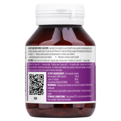 Healthy Care Kids Milk Calcium Over 4 Months 60 Capsules 2 3000X