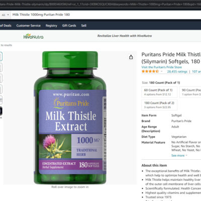 Milk Thistle 1000Mg Puritan Pride 180 Vien Amazone