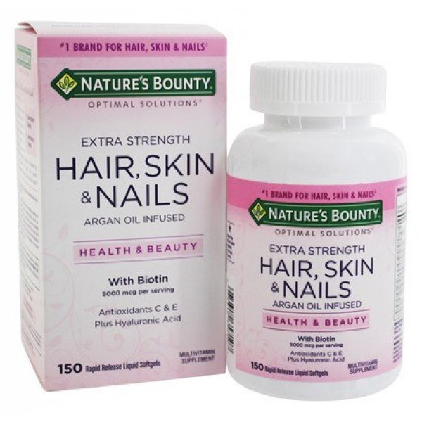 Vitamin làm đẹp da, tóc, móng Hair Skin and Nails Natures Bounty 150 viên -  