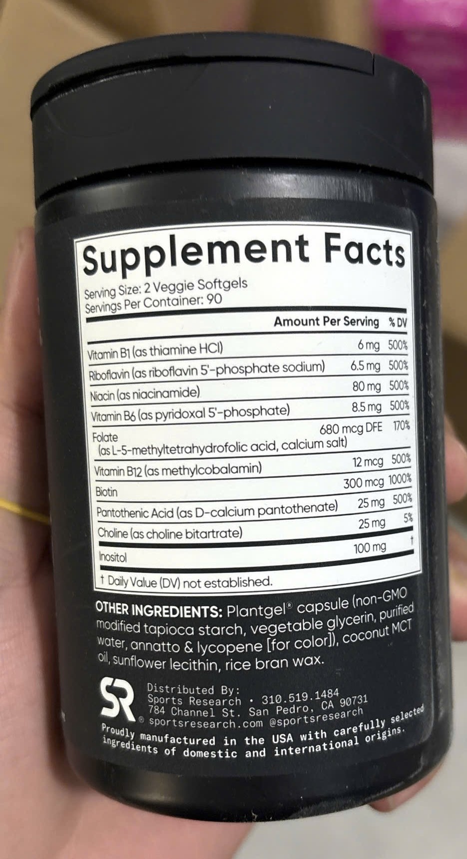 Viên Uống Vitamin B Sports Research Advanced B-Complex 180 Viên, Hàng Mỹ 7 1